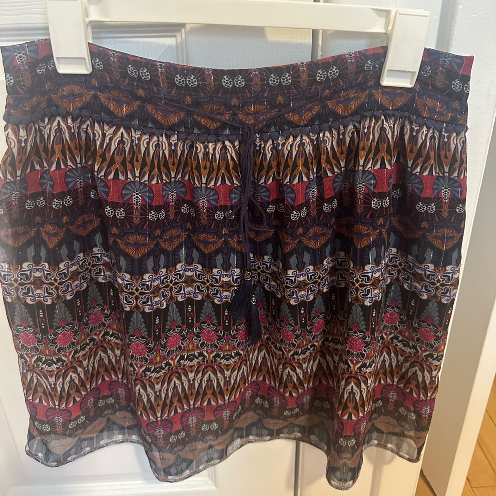 Morgan & Co. Navy and Pink Patterned Mini Skirt